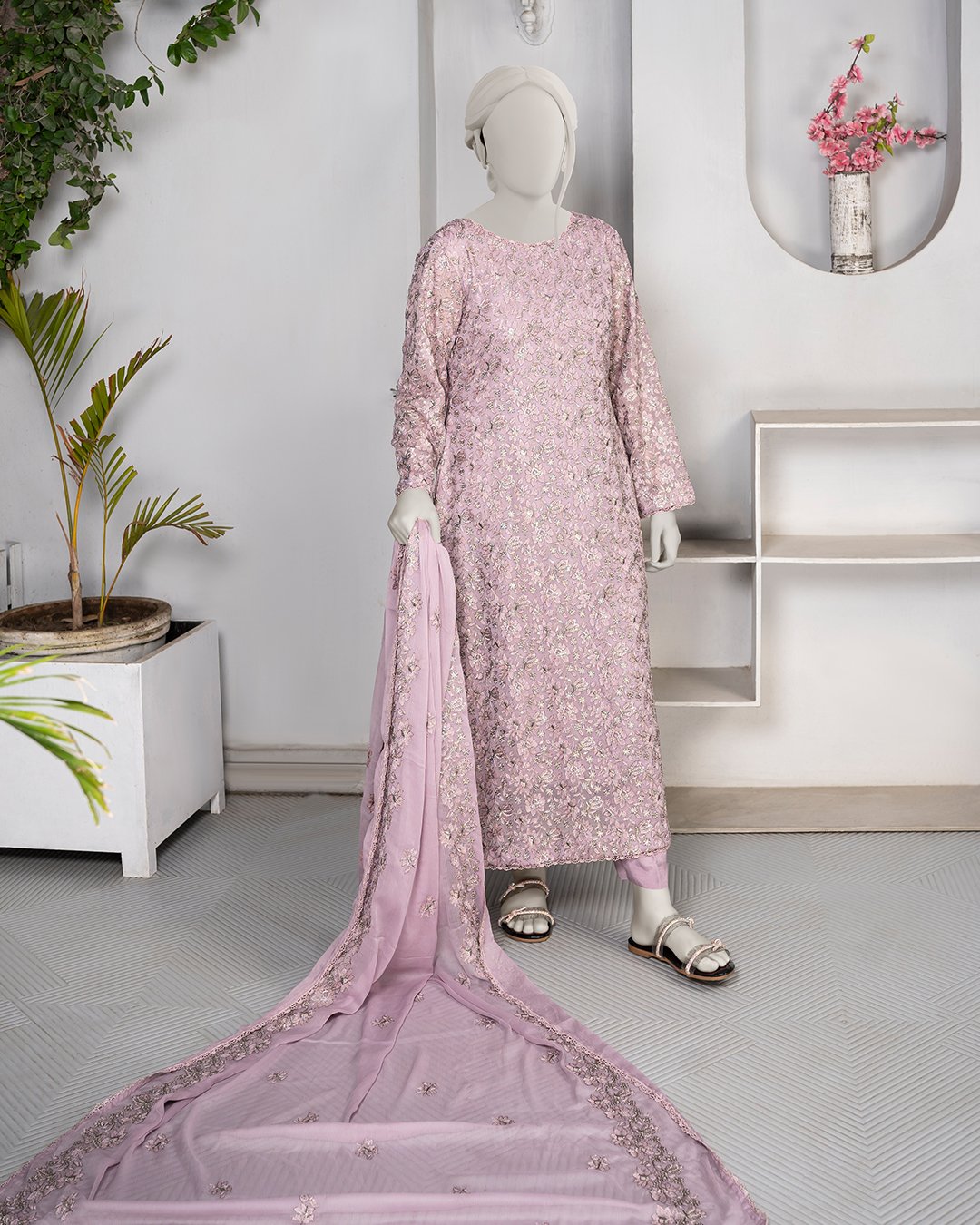 B9 – 3-Piece Light Moff Full Embroidered All Over Suit